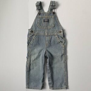 Oshkosh B’Gosh Railroad Overalls Size 18 Months Hickory Striped Vestbak blue EUC